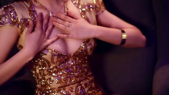 LaraAmos sexy golden dress tease preview image #2