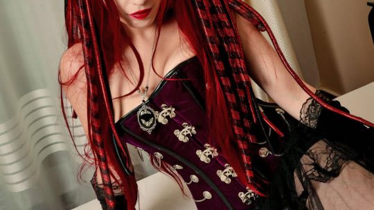 Red hair and Sexy Black Corset for FreyaGold - #6