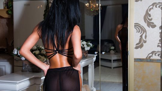 AmberWillis's sexy photoshoot wearing a dazzling black dress - #1