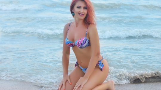 Sexy day at beach for IvyFox wearing blue bikini - #3