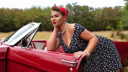 FeliciaKrige's Classic Red Car Sexy Photoshoot