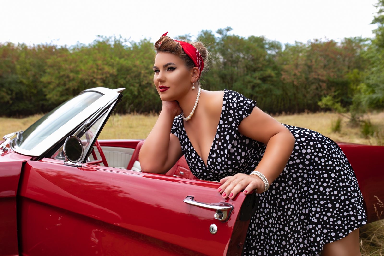 FeliciaKrige's Classic Red Car Sexy Photoshoot